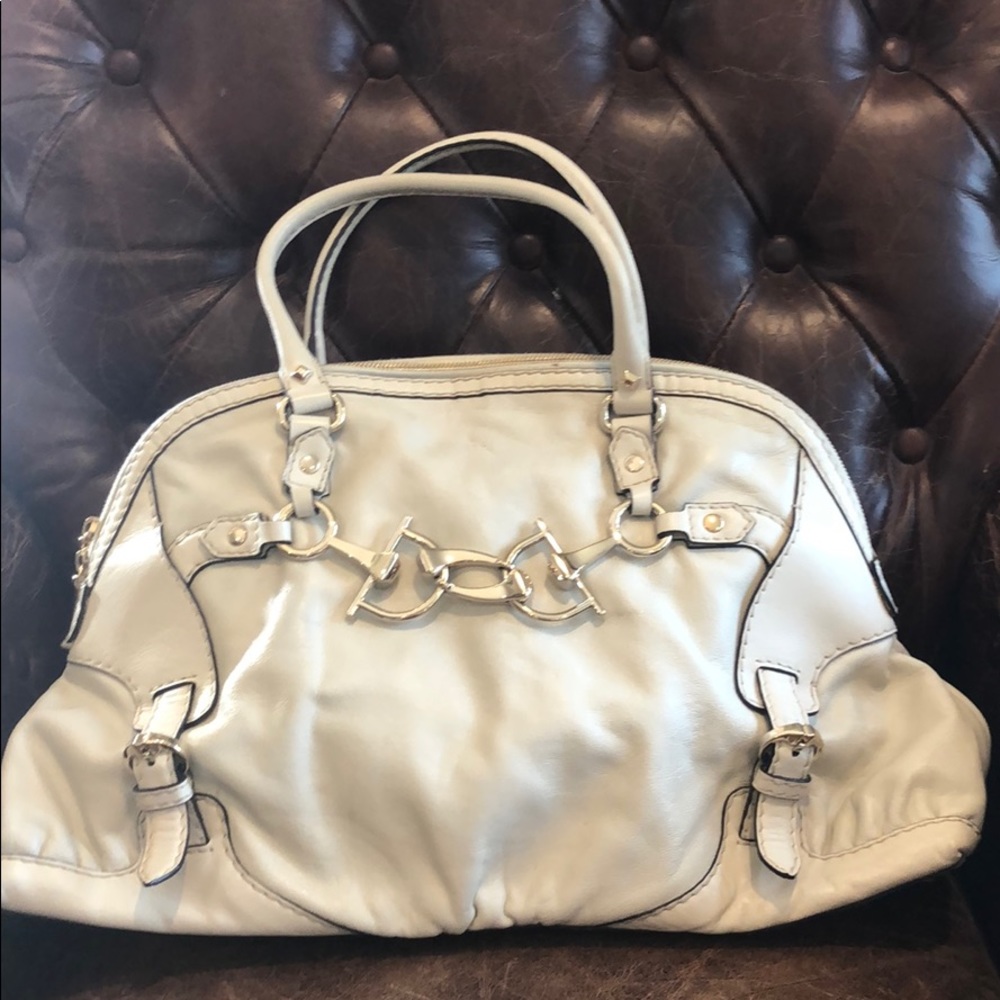 Gucci white leather shoulder bag